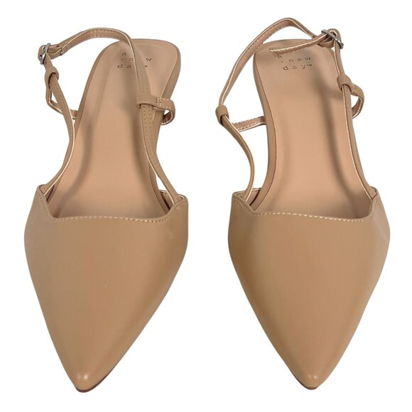 A New Day "Annette" Nude Kitten Heel Slingback Pointed Toe Dress Shoes NWOB - Picture 7 of 11